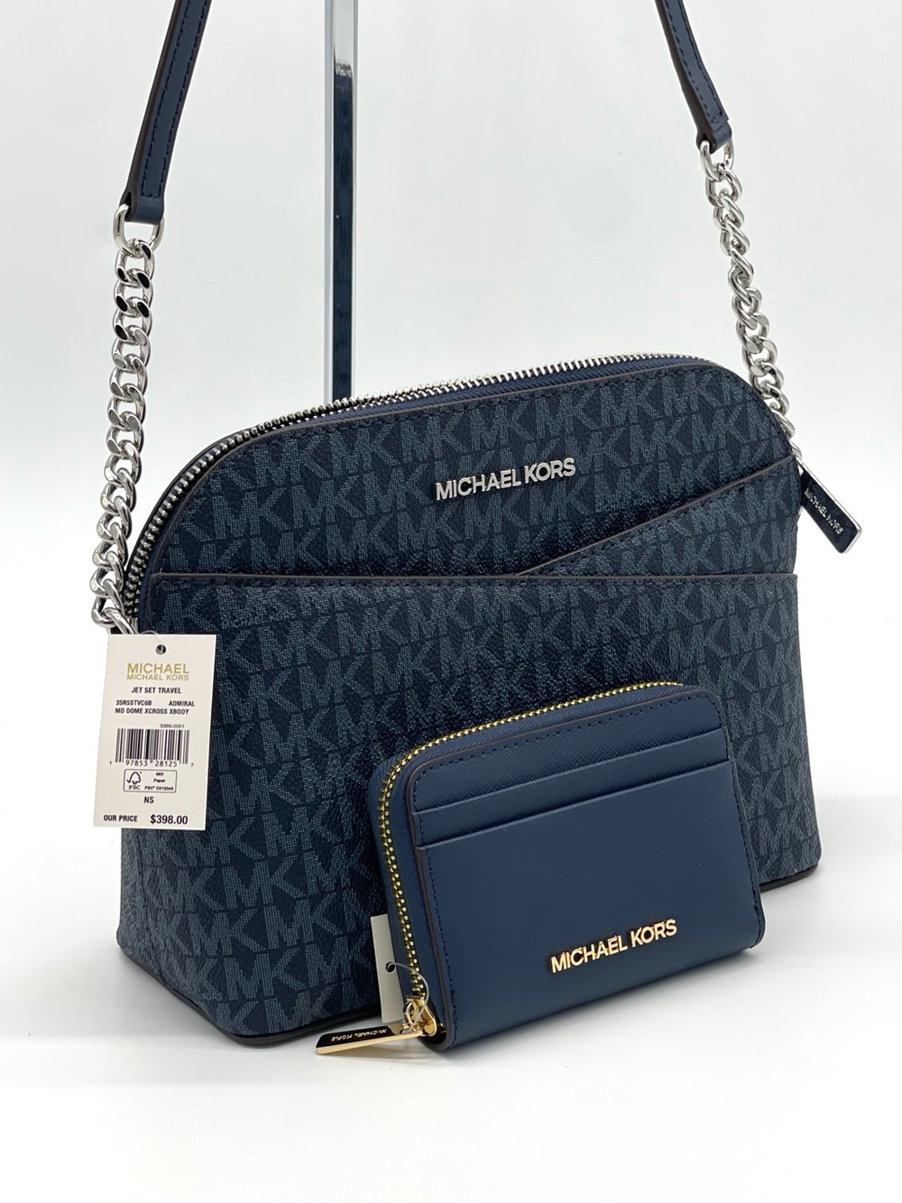 Michael Kors Dome Crossbody Bag with Navy Card Case Wallet